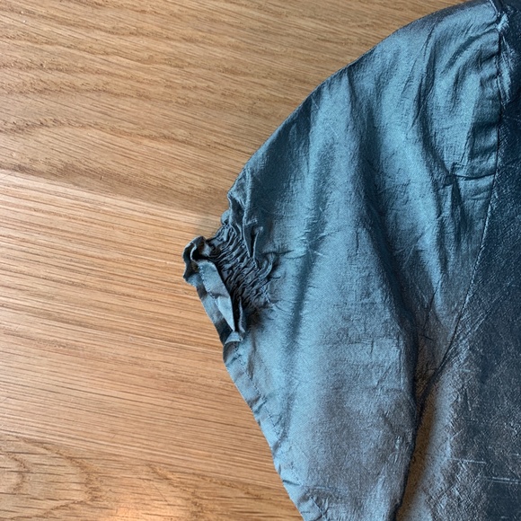 ICE Metallic Light Green Silk Shirtdress - Picture 6 of 10